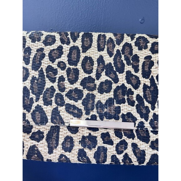 H&M Leopard Print Clutch Handbag Printed Jute Animal Date Night Purse Casual - Picture 2 of 8